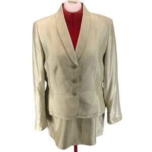 John Meyer Beige Professional Designer Skirt Jacket Suit Set Women 16